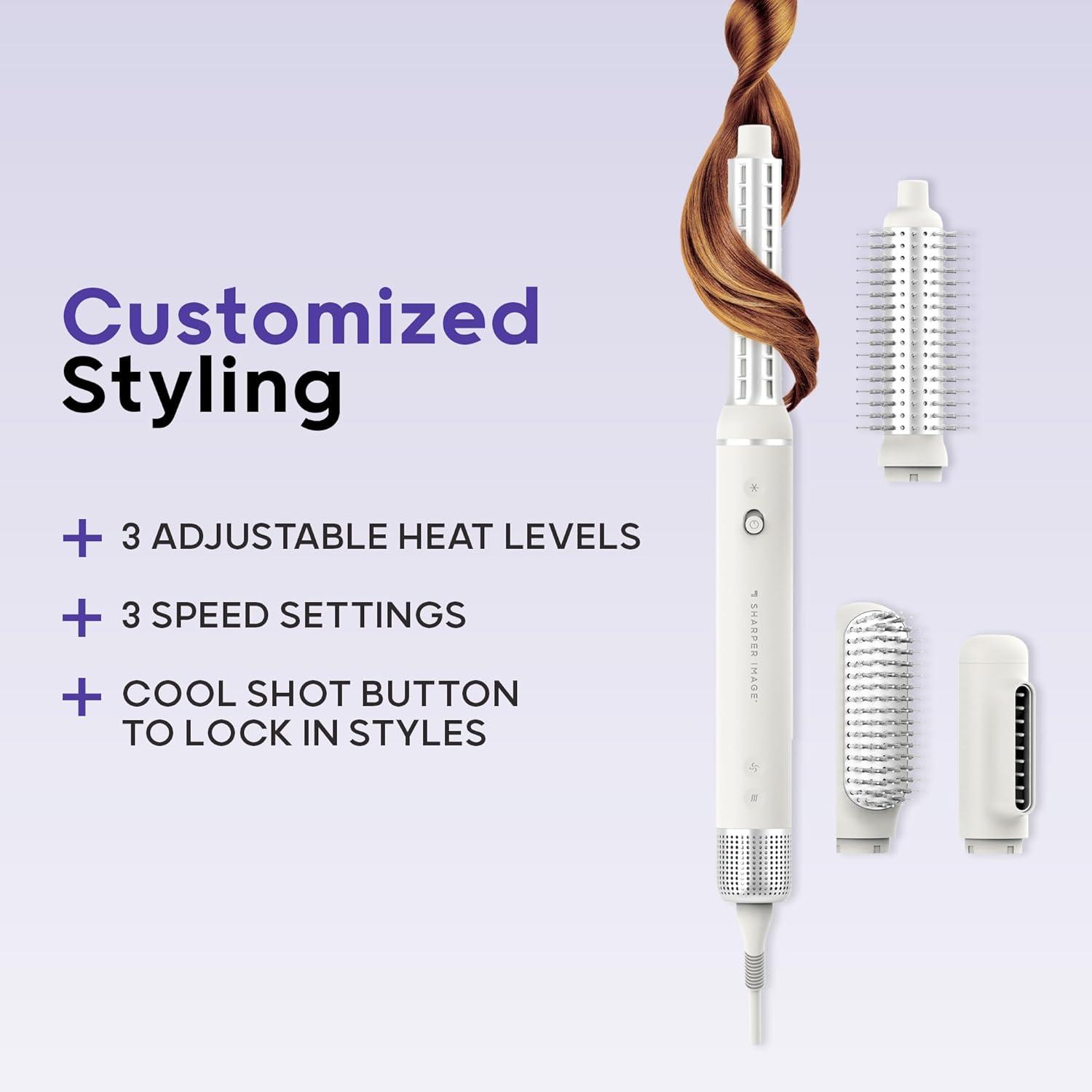 image:imageSharper Image Revel 6in1 MultiStyler Ionic Hair Dryer Brush Air Wrap Curling Wand Detangler Volumizing Smoothing amp Straightening Tools Hair Accessories for Women for Salon Results at Home