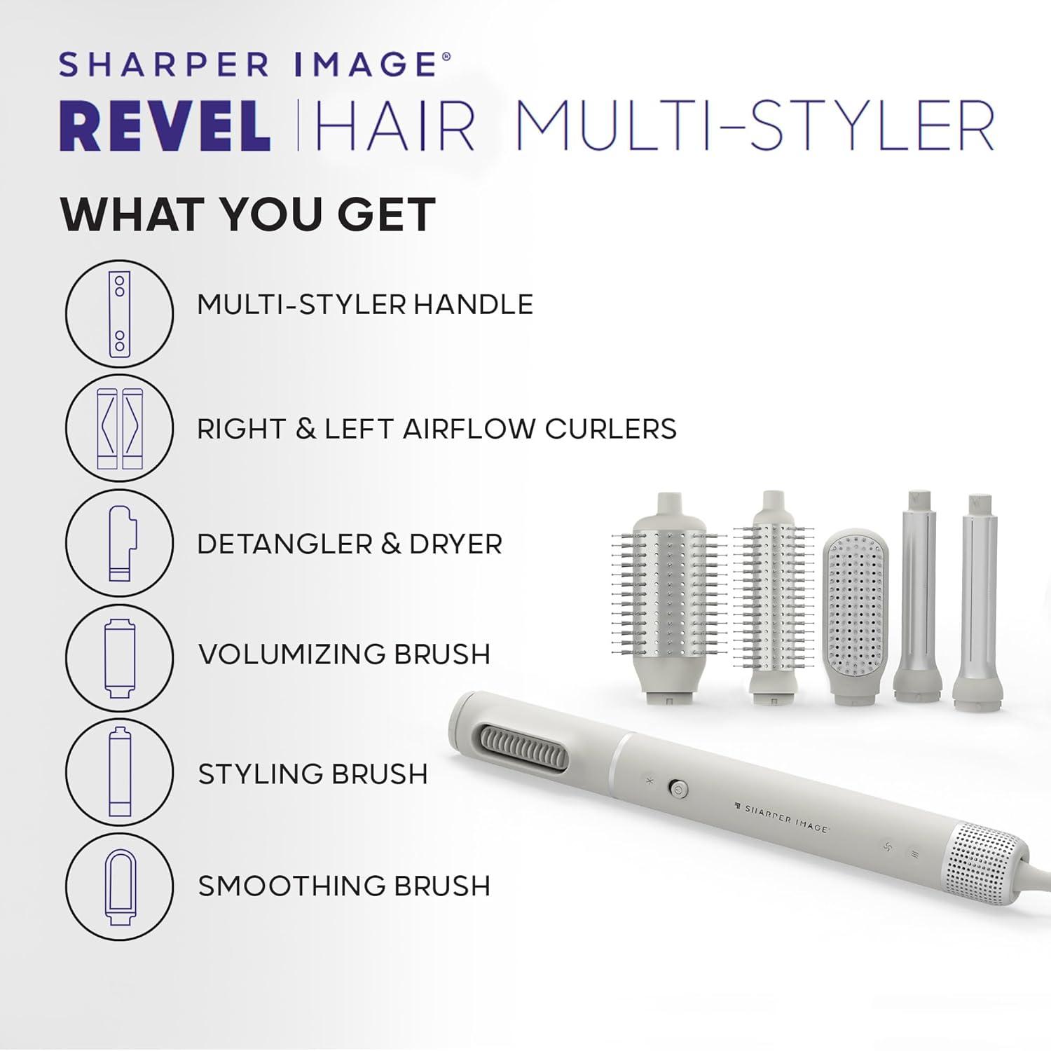 image:imageSharper Image Revel 6in1 MultiStyler Ionic Hair Dryer Brush Air Wrap Curling Wand Detangler Volumizing Smoothing amp Straightening Tools Hair Accessories for Women for Salon Results at Home