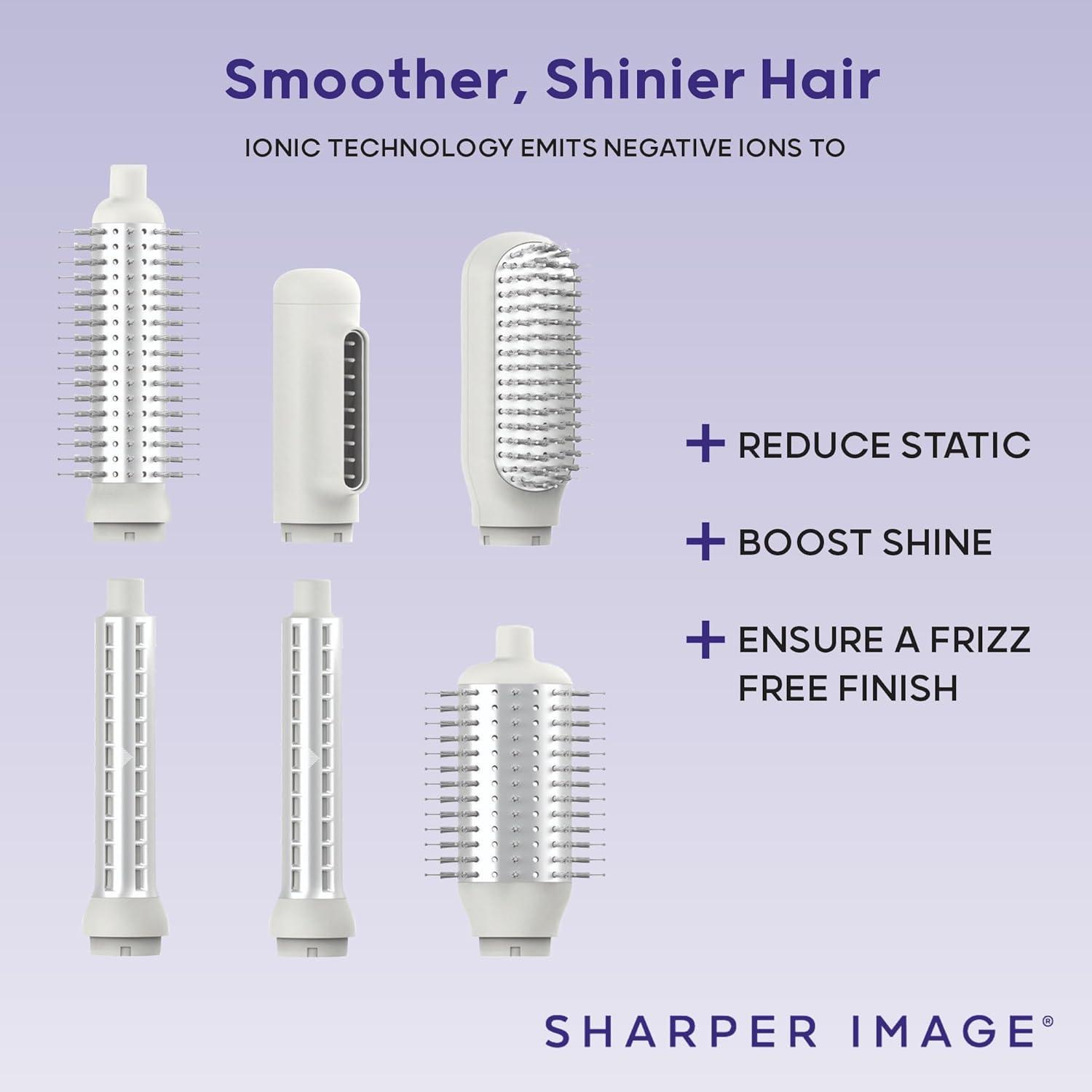 image:imageSharper Image Revel 6in1 MultiStyler Ionic Hair Dryer Brush Air Wrap Curling Wand Detangler Volumizing Smoothing amp Straightening Tools Hair Accessories for Women for Salon Results at Home