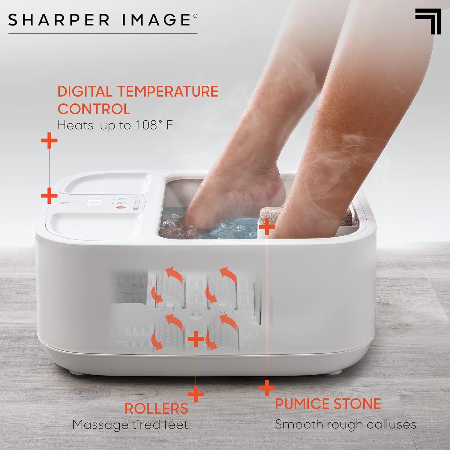 image:imageSharper Image Spahaven Heated Foot Bath Bubble Jets Massage Rollers 105F Pumice Stone Callus Remover XL Foot Soaking Tub Feet Scrubber Home Pedicure Foot Spa Womens Relief amp Relaxation GiftWhite
