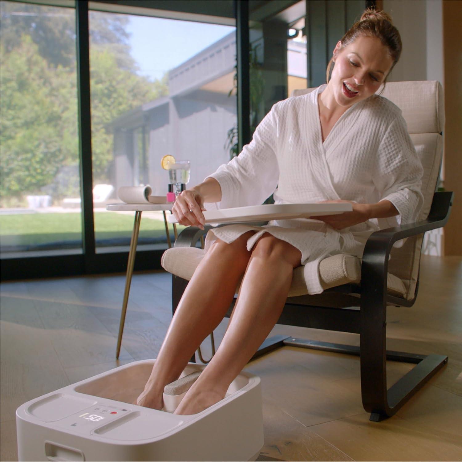 image:imageSharper Image Spahaven Heated Foot Bath Bubble Jets Massage Rollers 105F Pumice Stone Callus Remover XL Foot Soaking Tub Feet Scrubber Home Pedicure Foot Spa Womens Relief amp Relaxation GiftWhite
