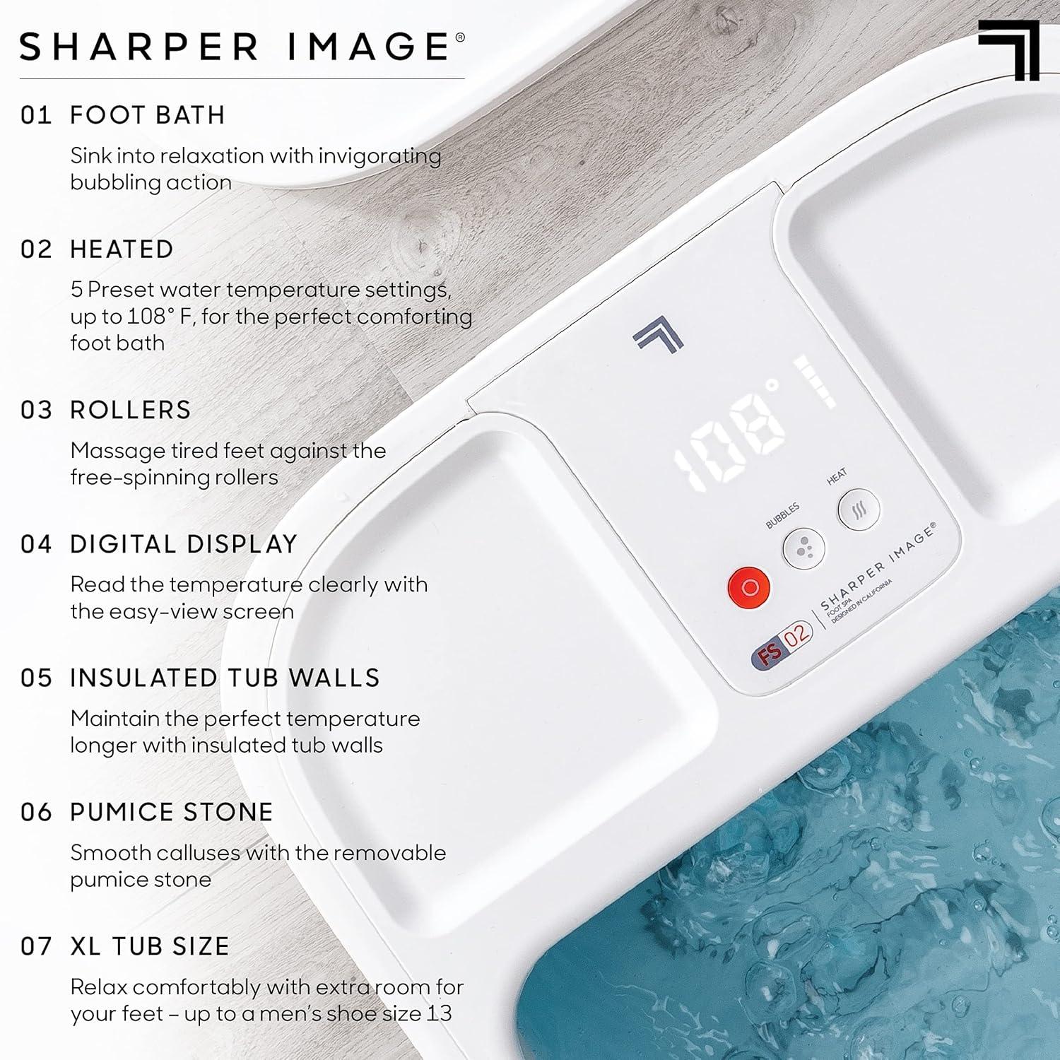 image:imageSharper Image Spahaven Heated Foot Bath Bubble Jets Massage Rollers 105F Pumice Stone Callus Remover XL Foot Soaking Tub Feet Scrubber Home Pedicure Foot Spa Womens Relief amp Relaxation GiftWhite