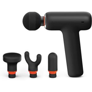 Sharper Image PowerBoost Core Mini Massage Gun| Portable Deep Tissue Percussion Massager with 6 Speeds| 4 Attachments| Quiet Motor| Cordless Muscle Recovery Tool with Carry Pouch(Black)
