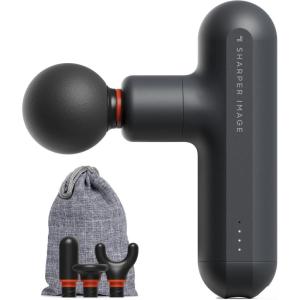 Sharper Image Powerboost Move Aero [New 2026 Version] Mini Deep Tissue Percussion Massage Gun| Muscle Recovery & Pain Relief Massage Tool| Full Body Back & Shoulder Massager| Gift for Men Women(Gunmetal Grey)
