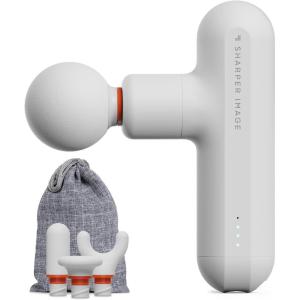 Sharper Image Powerboost Move Aero [New 2026 Version] Mini Deep Tissue Percussion Massage Gun| Muscle Recovery & Pain Relief Massage Tool| Full Body Back & Shoulder Massager| Gift for Men Women(Platinum)