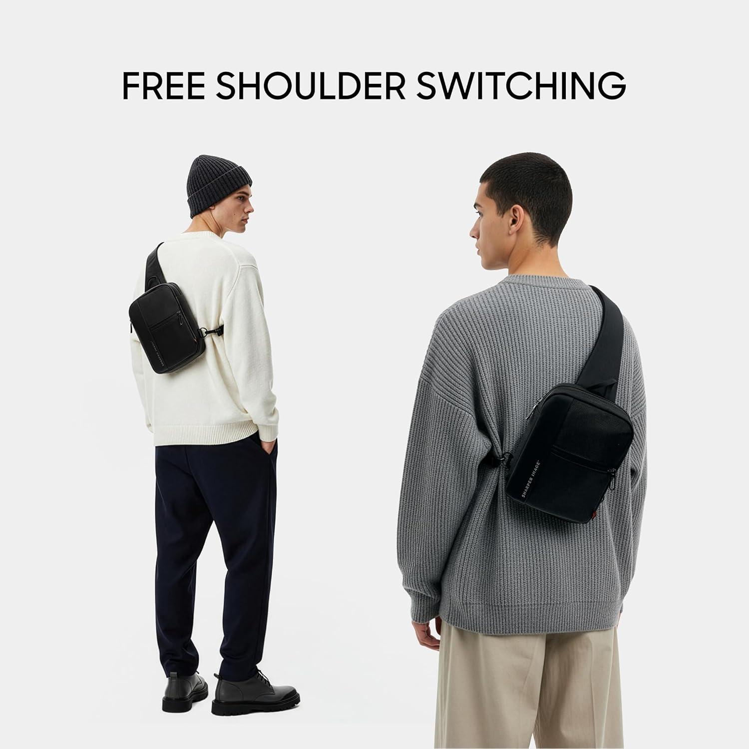 image:imageSharper Image Crossbody Bag Water Resistant Sling Backpack for MenWomen Daypack Cross Body Shoulder Chest Bag for Travel Hiking Outdoor Black Signature Collection