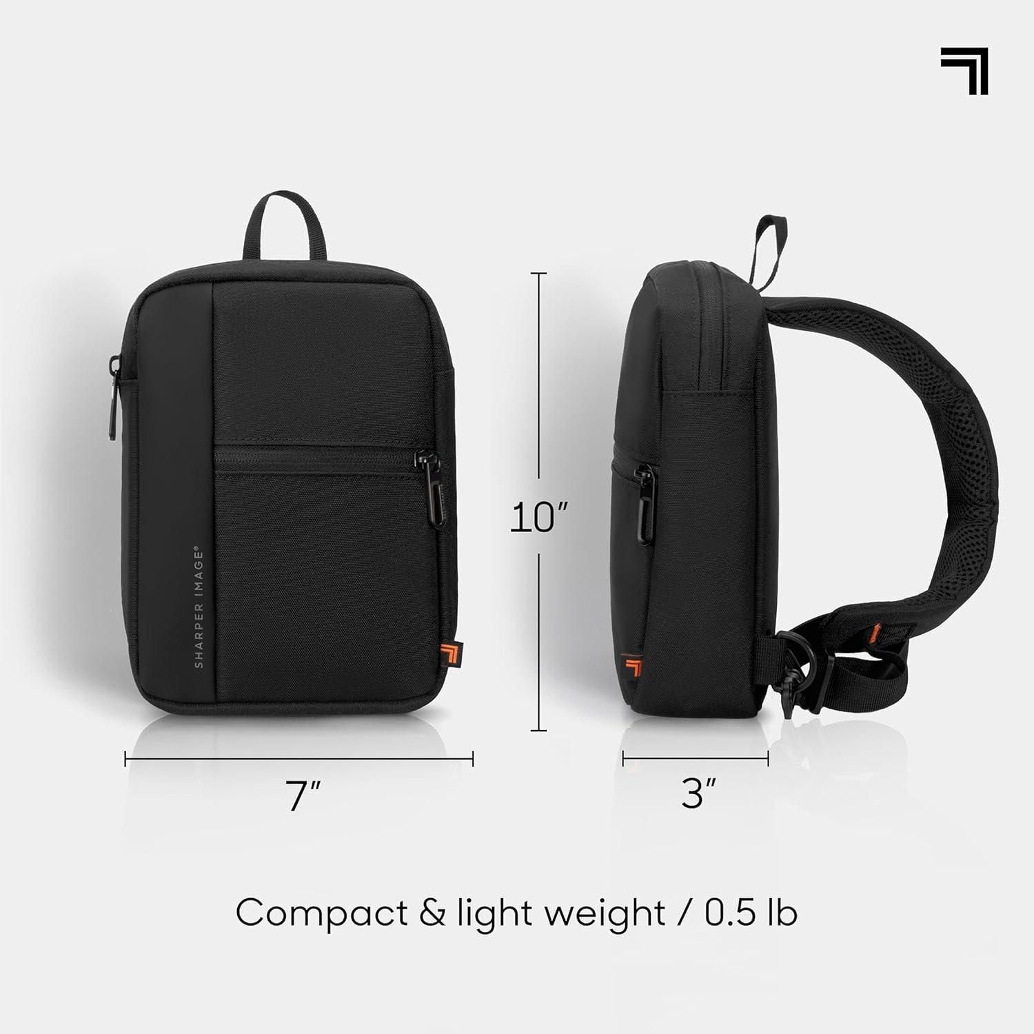 image:imageSharper Image Crossbody Bag Water Resistant Sling Backpack for MenWomen Daypack Cross Body Shoulder Chest Bag for Travel Hiking Outdoor Black Signature Collection