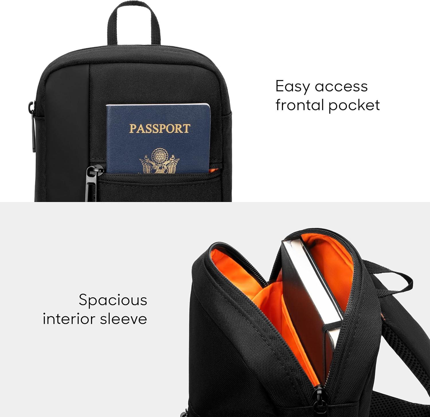 image:imageSharper Image Crossbody Bag Water Resistant Sling Backpack for MenWomen Daypack Cross Body Shoulder Chest Bag for Travel Hiking Outdoor Black Signature Collection