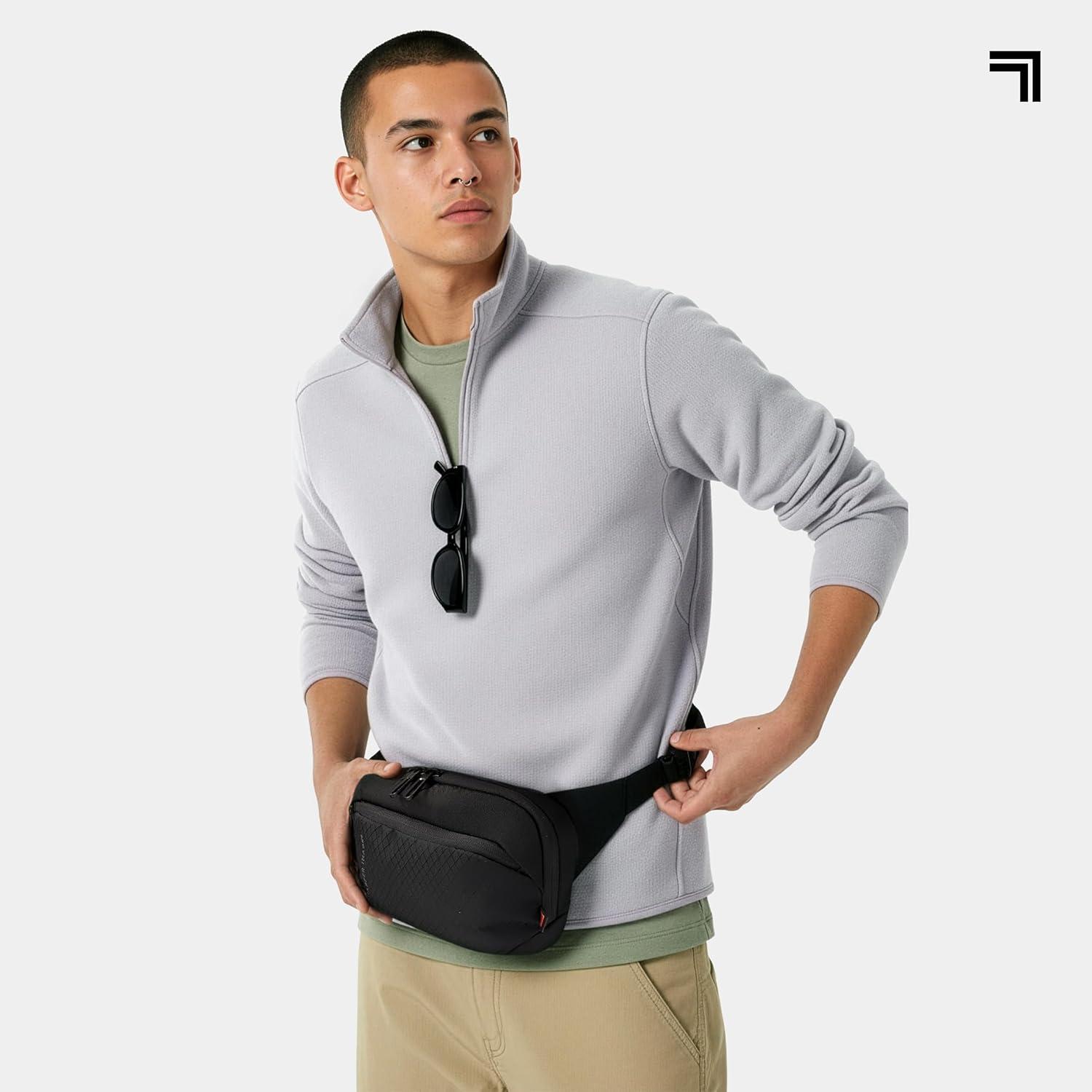 image:imageSharper Image Crossbody Sling Bag for Men or Women Water Resistant Small Cross Body Fanny Pack ChestBelt Bag with Adjustable Shoulder Strap for Outdoor Travel HikingBlack Metro Collection