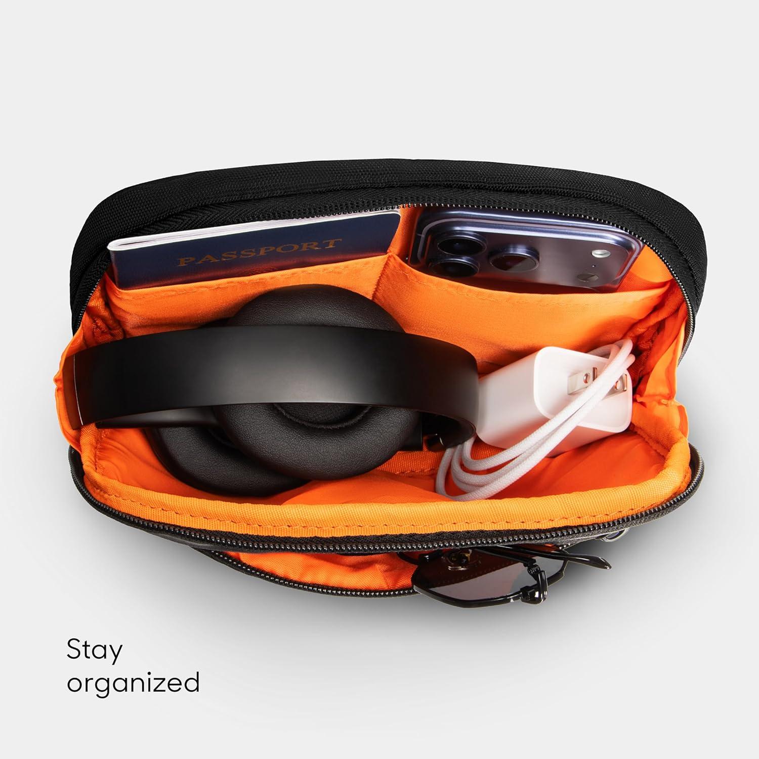 image:imageSharper Image Crossbody Sling Bag for Men or Women Water Resistant Small Cross Body Fanny Pack ChestBelt Bag with Adjustable Shoulder Strap for Outdoor Travel HikingBlack Metro Collection