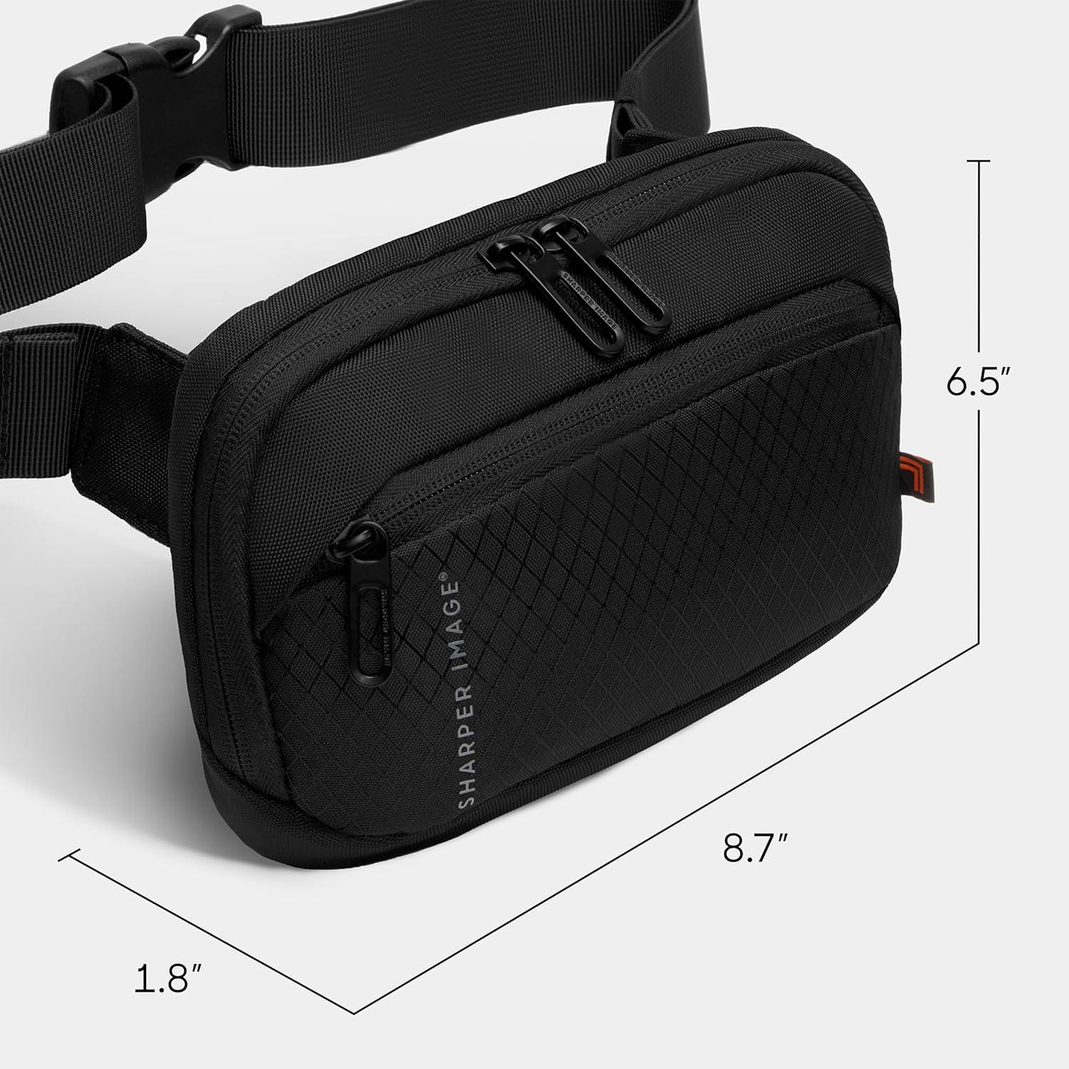 image:imageSharper Image Crossbody Sling Bag for Men or Women Water Resistant Small Cross Body Fanny Pack ChestBelt Bag with Adjustable Shoulder Strap for Outdoor Travel HikingBlack Metro Collection