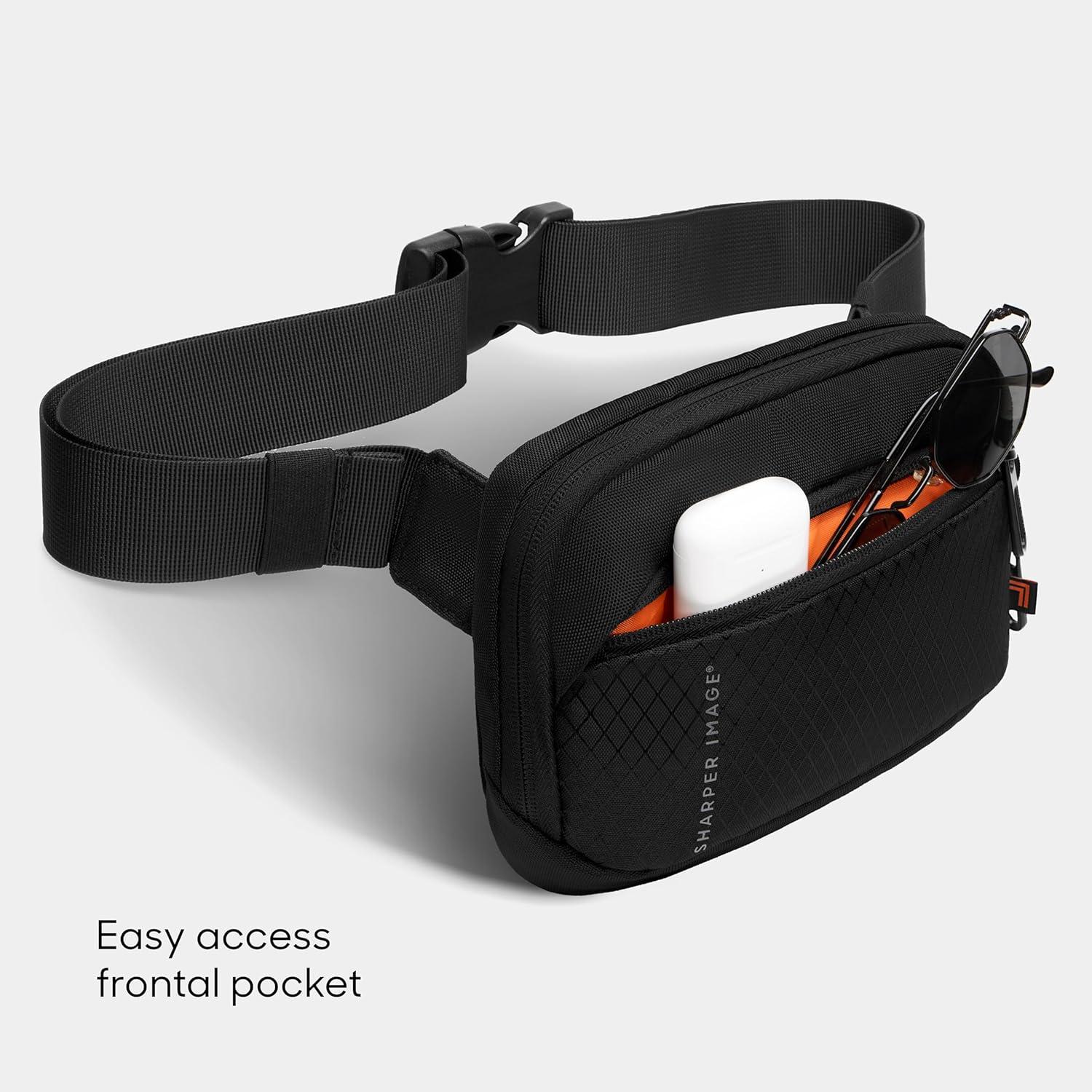 image:imageSharper Image Crossbody Sling Bag for Men or Women Water Resistant Small Cross Body Fanny Pack ChestBelt Bag with Adjustable Shoulder Strap for Outdoor Travel HikingBlack Metro Collection