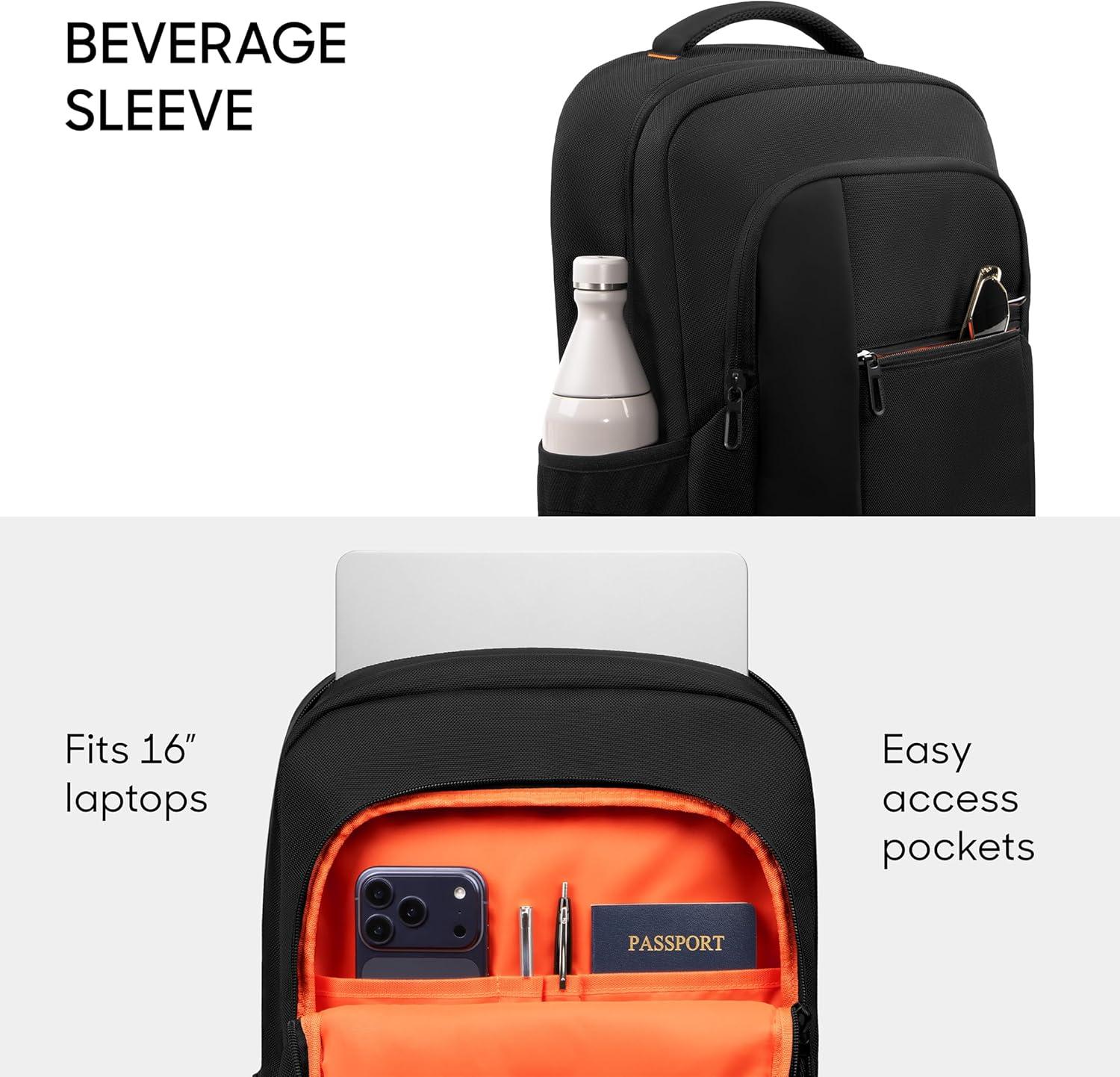 image:imageSharper Image Laptop Backpack for Men and Women 35L Water Resistant Computer Bag for Work Business Travel Heavy Duty College School Backpacks Fits 16 LaptopsNotebook Black Signature Collection