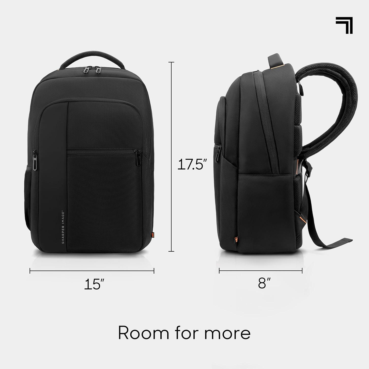 image:imageSharper Image Laptop Backpack for Men and Women 35L Water Resistant Computer Bag for Work Business Travel Heavy Duty College School Backpacks Fits 16 LaptopsNotebook Black Signature Collection