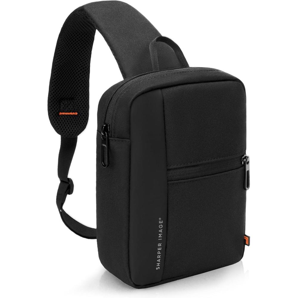 image:imageSharper Image Crossbody Bag Water Resistant Sling Backpack for MenWomen Daypack Cross Body Shoulder Chest Bag for Travel Hiking Outdoor Black Signature Collection