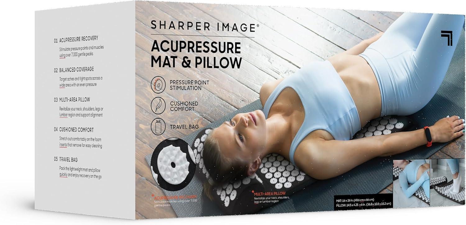 image:imageSharper Image Acupressure Mat amp Pillow Set with Travel Bag for Full Body Muscle Recovery amp Relaxation Stress amp Anxiety Relief Back Neck Shoulder Pain Relief Portable Travel Massage Tool Gift