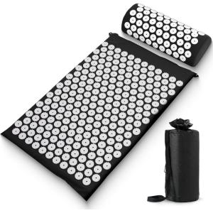 Sharper Image® Acupressure Mat & Pillow Set with Travel Bag for Full Body Muscle Recovery & Relaxation, Stress & Anxiety Relief, Back Neck Shoulder Pain Relief| Portable Travel Massage Tool Gift