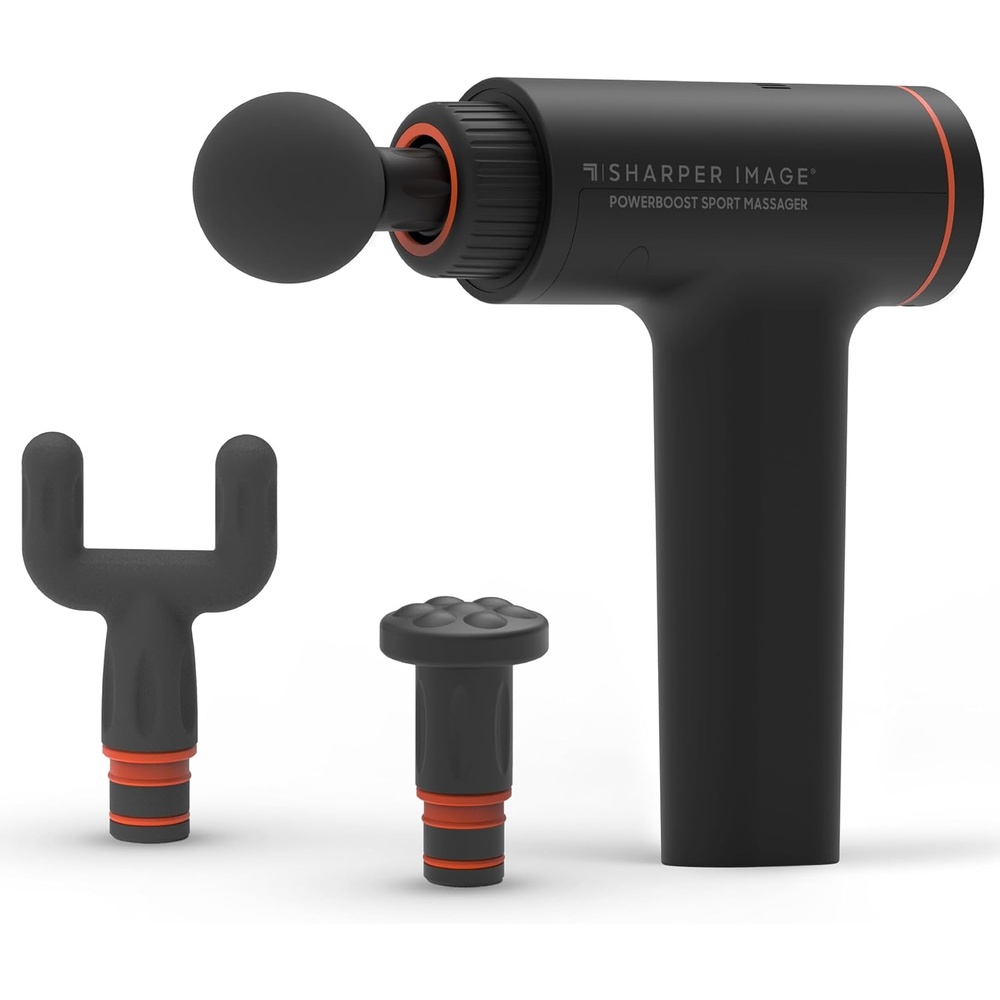 image:imageSharper Image Powerboost Sport Percussion Massager Lightweight Portable Design with Quiet Drive Technology Includes 3 AttachmentsPowerboost Sport